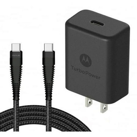 27W Fast Home Charger TurboPower PD 6ft TYPE-C Cable USB-C Power Adapter Travel Wall N5W for LG G8 ThinQ, G7 ThinQ, Stylo 6 5 4, K92 5G, Harmony 4 - Microsoft Surface Go (10") - Motorola One