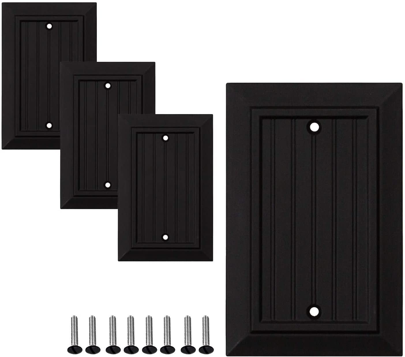 Sleeklighting 4 Pack Classic Black Beadboard Outlet Covers 1 Gang