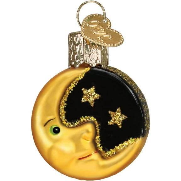 Old World Christmas Mini Moon - One Mini Ornament 1.5 Inch, Glass - Gumdrops Collection Stars 86252