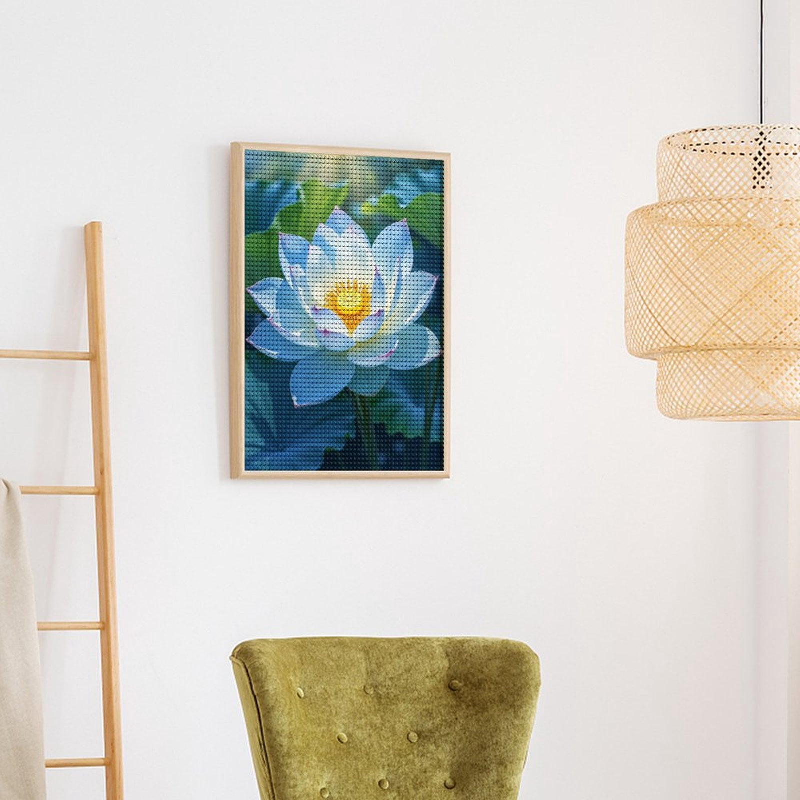 Diamond Art Kits for Adults, White Lotus Blossom Photography 5D Diamond Painting Kits for Adults Beginners, DIY Full Drill Diamond Painting, Gem Art and Crafts 12x16