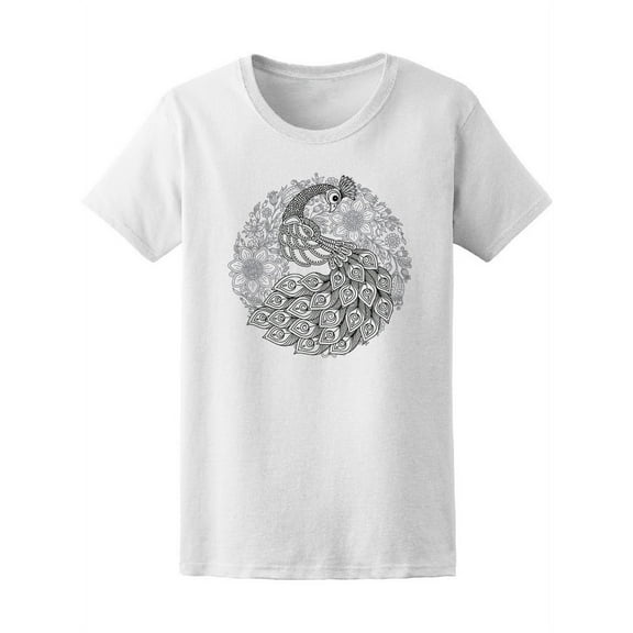 Zendoodle Style Mandala Peacock Women T-Shirt - Image by Shutterstock, Female XX-Large