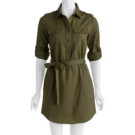 Faded Glory Women s Military Shirt  Dress  Walmart  com