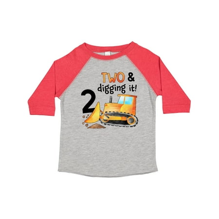 

Inktastic Two and Digging It Bulldozer 2nd Birthday Gift Toddler Boy or Toddler Girl T-Shirt