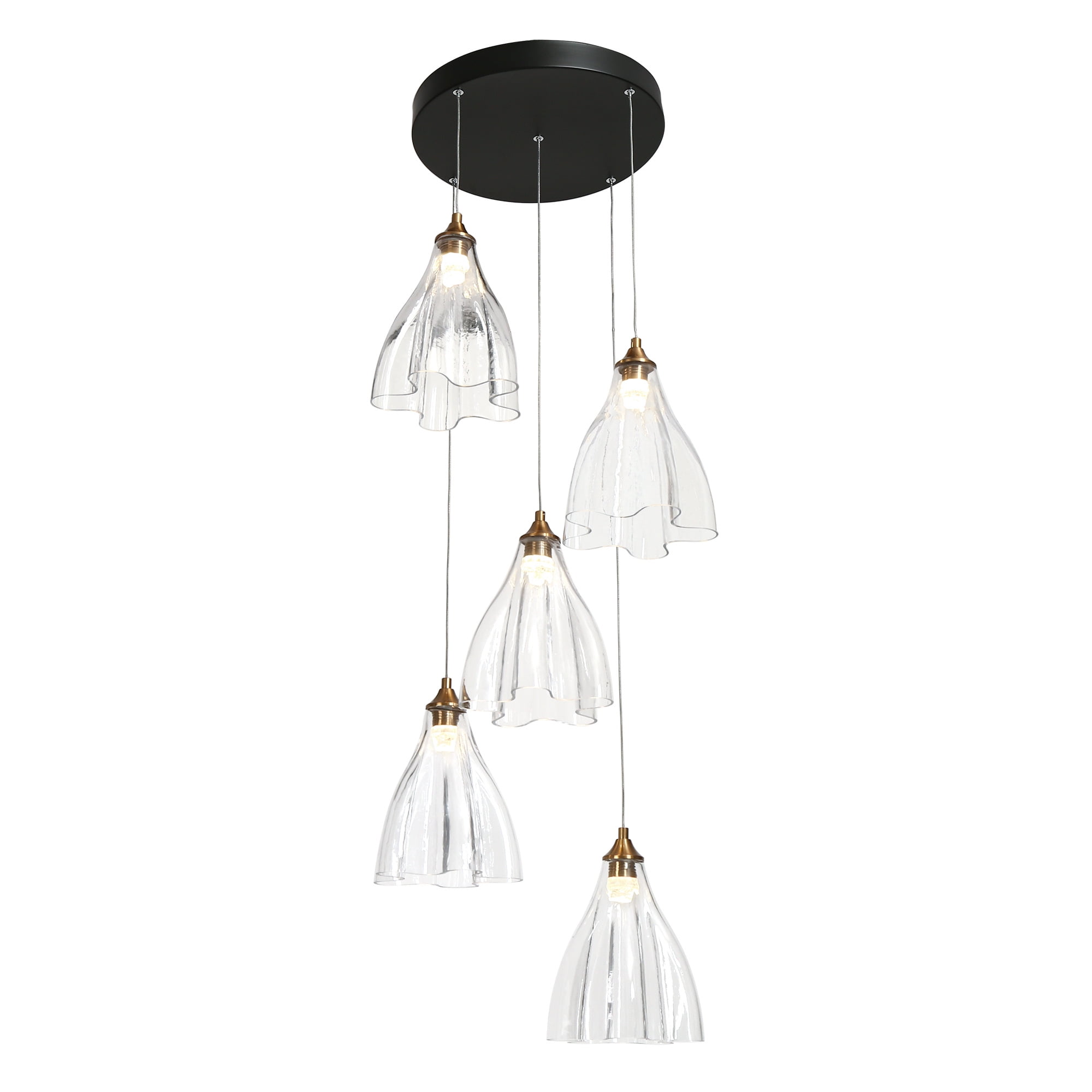 LNC Tracienuri 7-Lights 23.6" Modern Luxury Spiral Tiered Empire Chandelier, Gold
