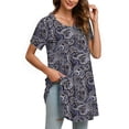 thumbnail image 4 of Fantaslook Plus Size Womens Tunic Tops Short Sleeve Casual Floral Shirts Swing Flare Dressy Blouses, 4 of 7