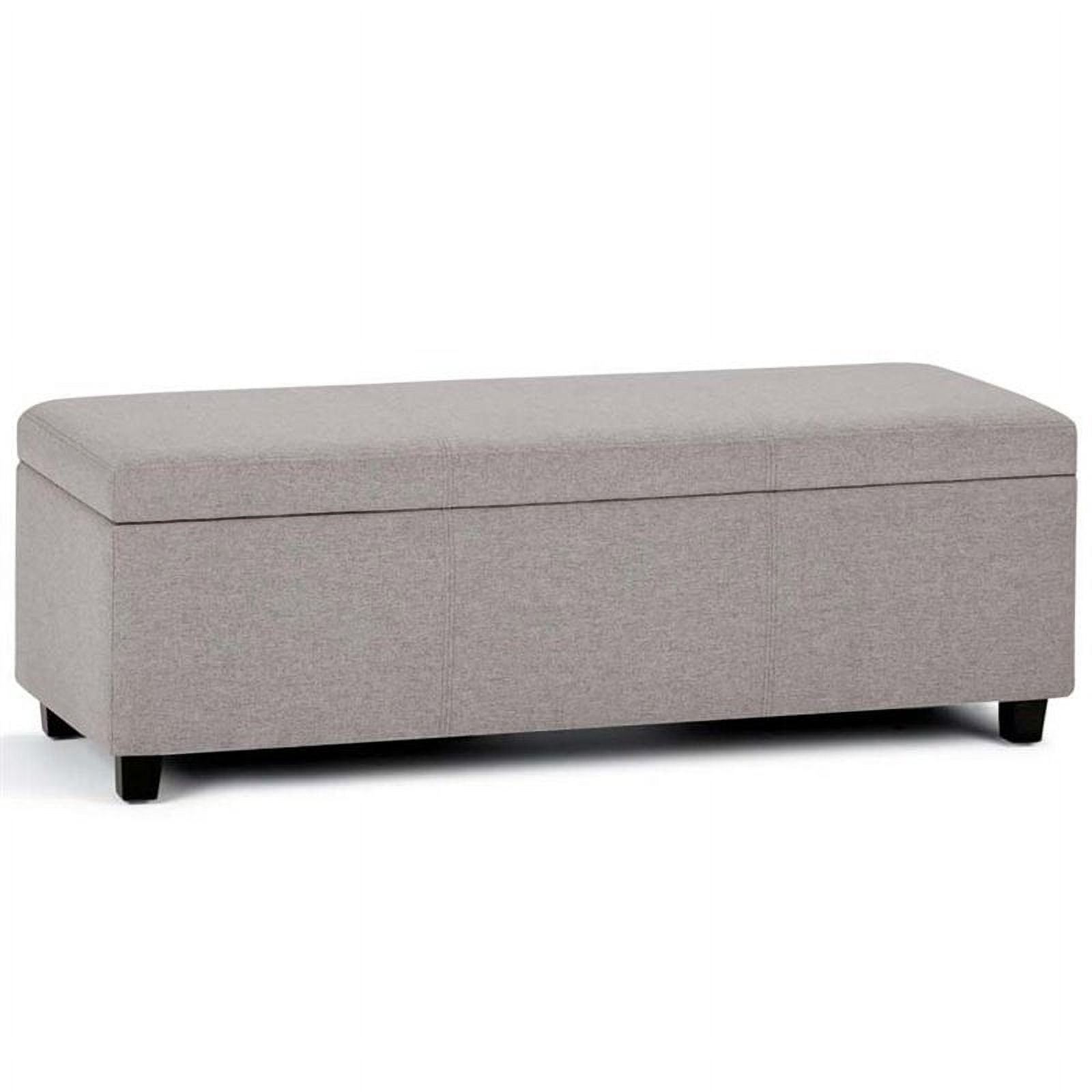Avalon 48 inch Wide Contemporary Storage Ottoman Bench in Cloud Grey Linen Look Fabric