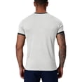 thumbnail image 3 of Mens Short Sleeve T-Shirts Crewneck Casual Cotton Shirt Contrast Collar Summer Basic Tops,White L, 3 of 4