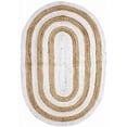 thumbnail image 2 of 5x7 Ft Oval White & Natural Jute Area Rug | Handmade | Solid Farmhouse Design | Natural Jute Rug for Living Room | Dining Room | Bedroom | Kitchen | Hallway | Entryway, 2 of 5