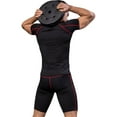 thumbnail image 4 of Active Men's Compression Short Sleeve Athletic T-Shirt with Moisture-Wicking Stretch Fabric for Training and Workouts - Small, Red, 4 of 6