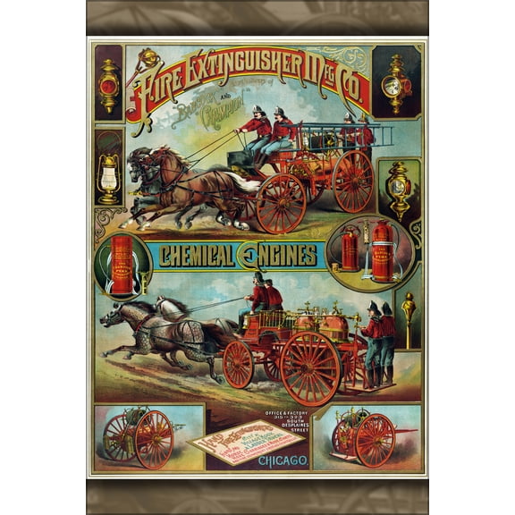 24"x36" Gallery Poster, Fire Extinguisher Manufacturing Company chicago 1890