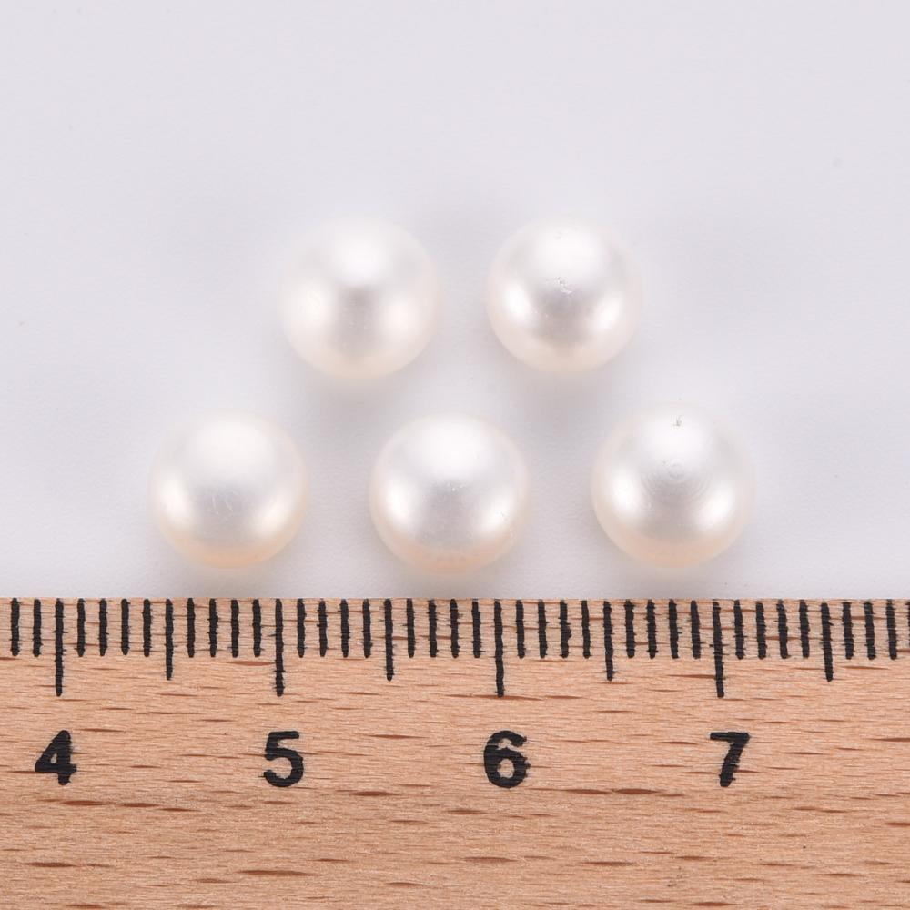 Natural Cultured Freshwater Pearl Beads Grade 3A Half Drilled Rondelle Floral White 7~8x6mm Hole: 0.8mm about 66pcs/board DIY