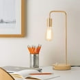 thumbnail image 3 of Stylish Wooden Table Lamp with Gold Frame Simple Nightstand Task Lamps, 3 of 5