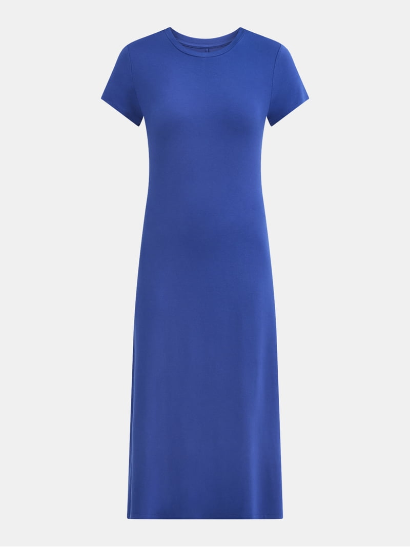 slim fit dress slacks London Times 3/4 Sleeve Seamed Side Tab Fit & Flare Midi Dress