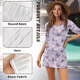 thumbnail image 5 of FKELYI Women's Swimwear Cover Ups Casual Coverup Sheer Fabric Beach Cover Up Purple Butterfly Daisy Flower Print Half Sleeve Dress Breathable Swimsuits Cover-up for Vacation, XS, 5 of 6