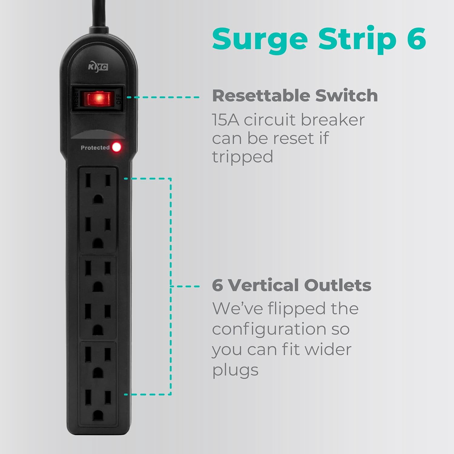 6-Outlet Surge Protector Power Strip 2-Pack, 900 Joules, 4-Foot Extension Cord, Overload Protection, Black