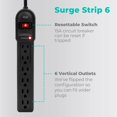 thumbnail image 2 of 6-Outlet Sur Protector Power Strip 2-Pack, 900 Joules, 4-Foot Extension Cord, Overload Protection, Black, 2 of 4