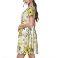 thumbnail image 2 of Picia Daisies And Wildflowers Pattern Women's Short Sleeve Summer Dress Pleated Loose Swing Knee Length Short Sleeve Swing Dresses, 2 of 6