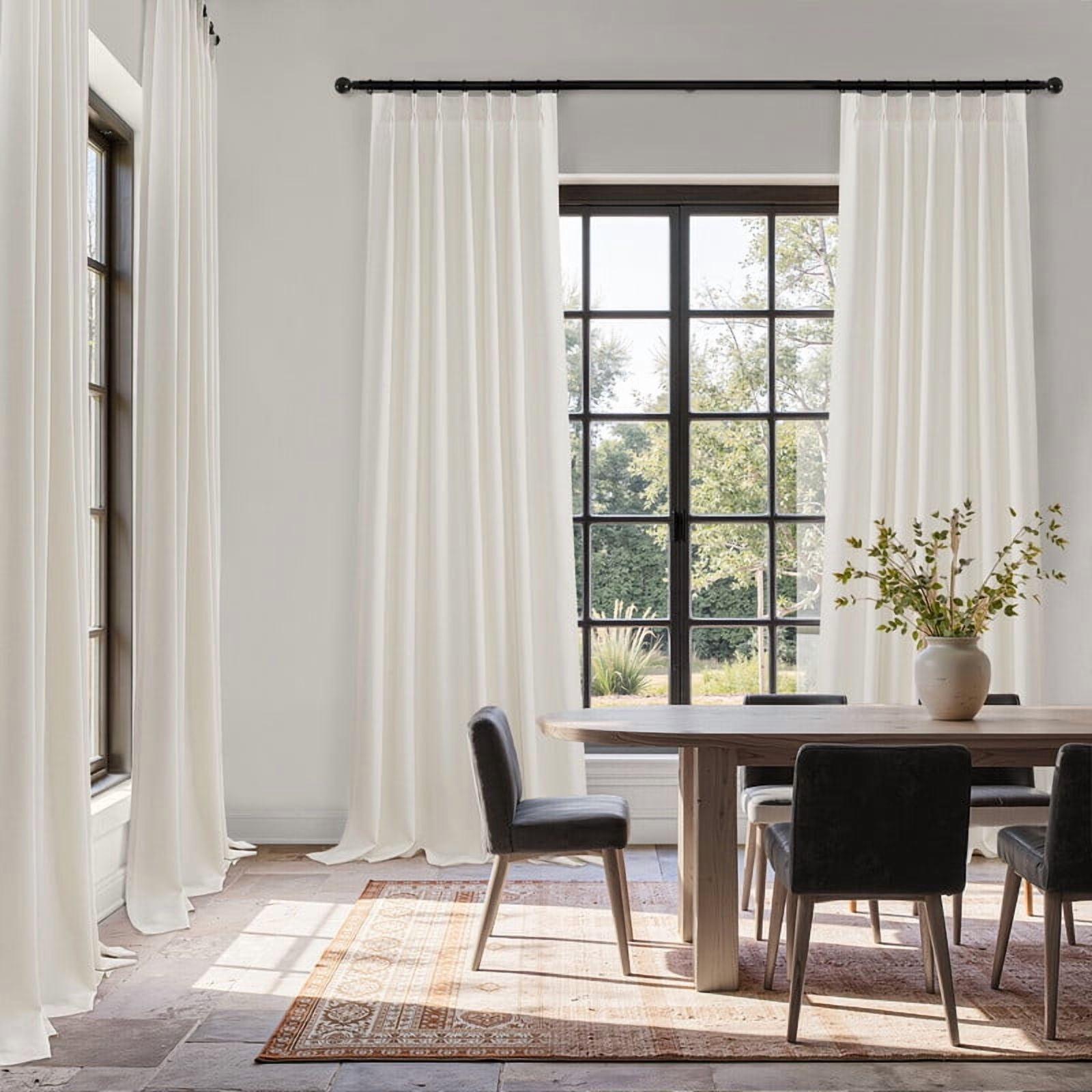 Topfinel Light Filtering Curtains Natural Pinch Pleated Drapes Back Tab Pinch Pleat Hooks Rings Window Treatments for Living Room Bedroom, Ivorybeige, 40x96 inch, 2 Panels