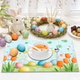 thumbnail image 4 of HuiXinOu Easter Themed Placemat 45x30cm with Rabbit Egg Clover Pattern Waterproof Table Mat for Holiday Dining Party Decor, 4 of 6