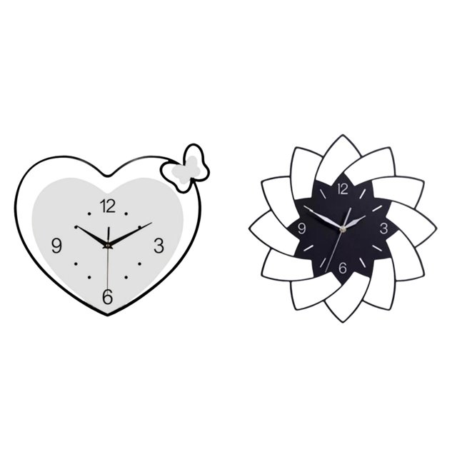 Reloj de pared creativo de acrílico con forma de corazón y flor, movimiento silencioso, arte decorativo para sala de estudio, dormitorio, cafetería, o