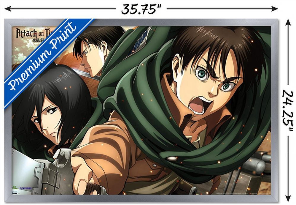 Attack on Titan: Season 2 - Intense Wall Poster, 22.375" x 34", Framed