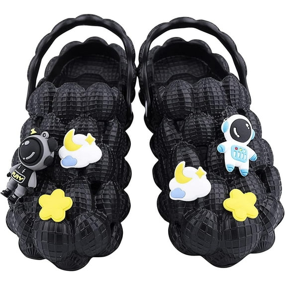 Bubble Slides for Kids Funny Lychee Massage Bubble Slides for Boys Girls Sandals Golf Ball Shoes Fashion Summer Beach Slides Indoor & Outdoor(Black)