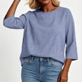 thumbnail image 4 of Drses Women 2026 Cotton Linen Button Down Blouse, Long 3/4 Sleeve Striped Collared Shirt with Pockets Casual Office Summer Work Top, 4 of 6