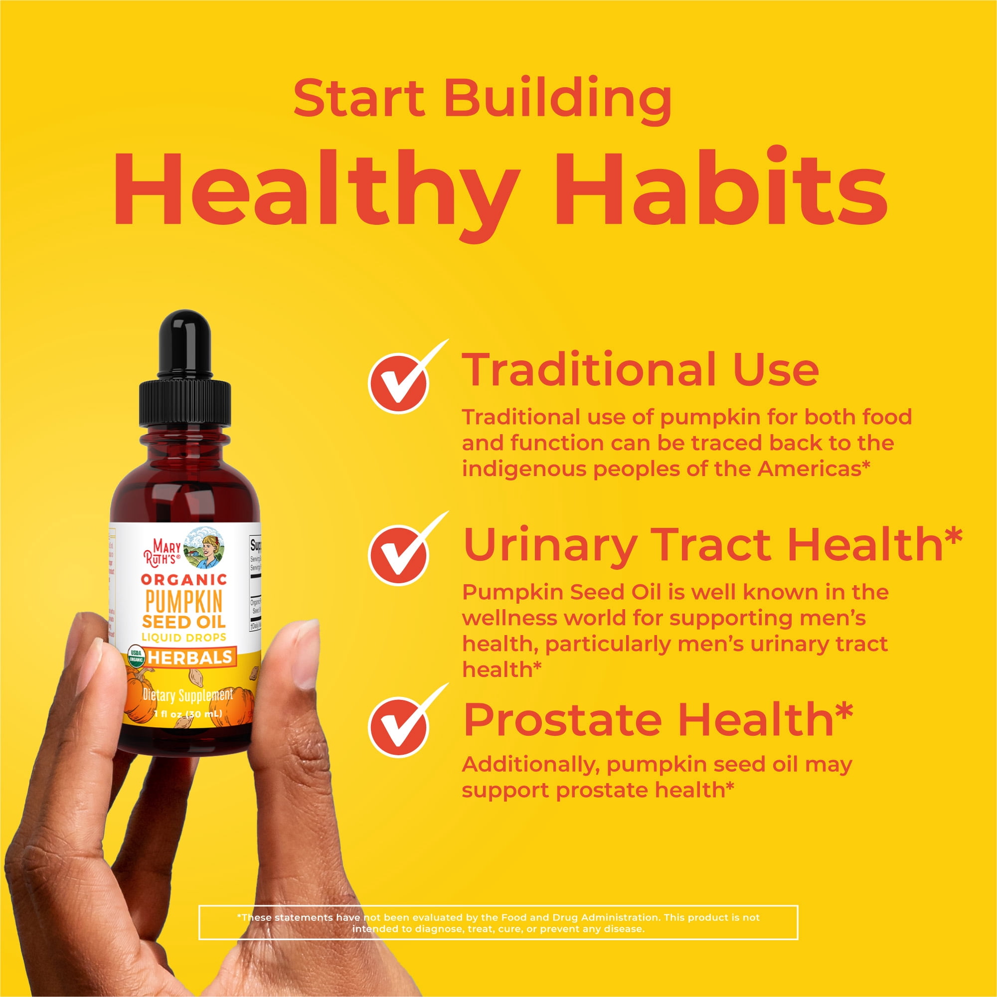 MaryRuth's Organic Pumpkin Seed Oil Drops 1 oz - Cold-Pressed, Men's Urinary Health Support, Sugar Free, Vegan, Non-GMO, 60 Servings