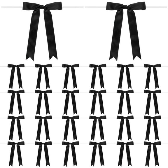 Uxcell 24-Pack Satin Ribbon Twist Tie Bows, 7x5 Inch Bow Twist Ties for Craft DIY/Baked Goods [Black]
