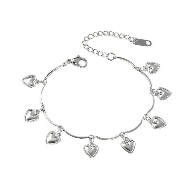 Pulsera de metal con charm en forma de corazón, accesorios para niñas, regalo para las fiestas