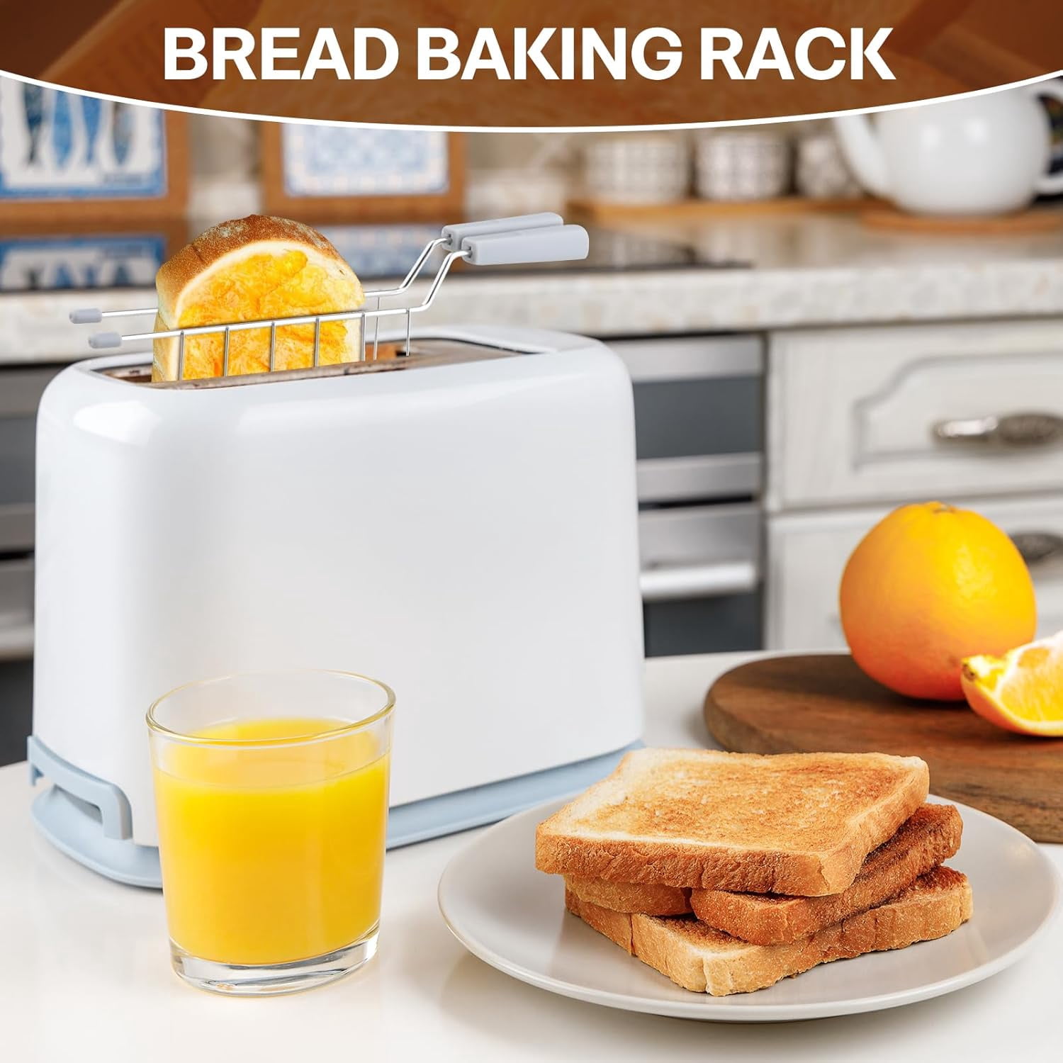 ABCISI Toast Slice Holder, Toaster Warming Rack, Practical Stainless Steel Kitchen Tool Sandwich Cage Bread Toast Rack for Baking Home, Gray