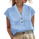 thumbnail image 2 of Camisa holgada con cuello en V para mujer: tejido transpirable, lavable a máquina, ideal para combinar con vaqueros en verano, 2 of 7