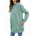 thumbnail image 2 of Women Sweatshirts Trendy Fleece Crewneck Sweatshirt Casual Loose Pullover Tops Comfy Fall Outfits Green XL, 2 of 9