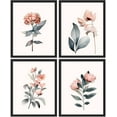 thumbnail image 3 of PixonSign Framed Wall Art, Teal & Pink Pastel Rose Flowers Posters, Set of 4 Nature Wildflower Wall Decor, Botanical Floral Wall Décor, Classic Landscape Prints for Bedroom - 12"x16" Black, 3 of 5