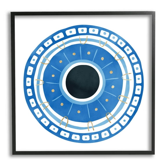 Stupell Industries Spiritual Mati Evil Eye Blocked Pattern Graphic Art Black Framed Art Print Wall Art, Design by Ziwei Li