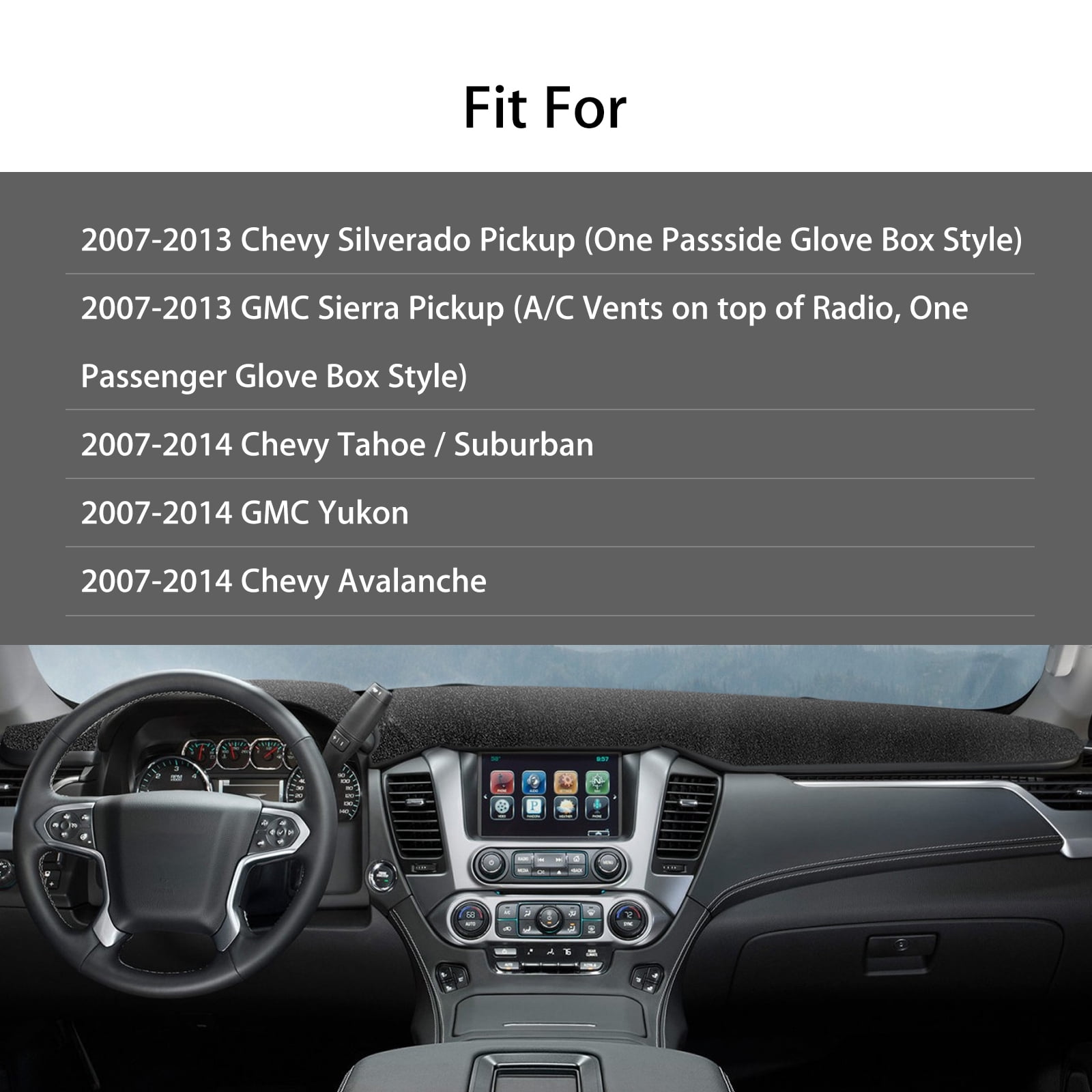LIGHT GREY fits 2007-2014 CHEVROLET TAHOE DASH COVER MAT DASHBOARD PAD