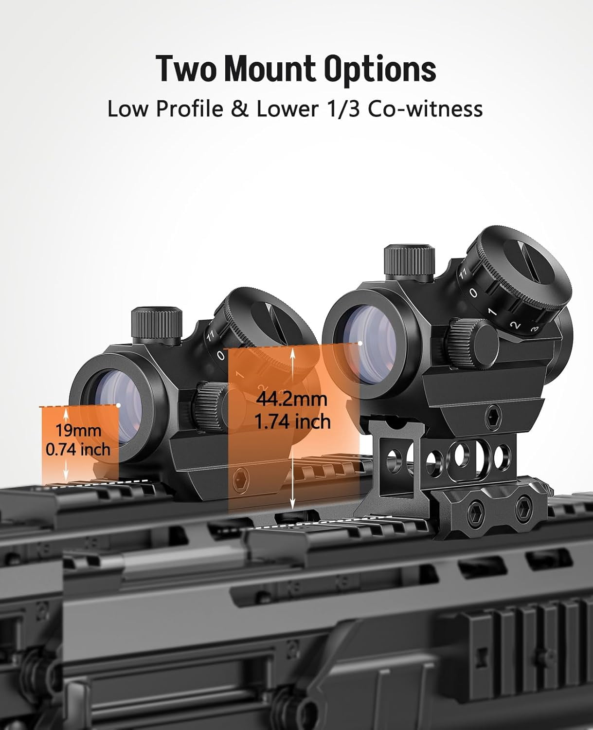 2MOA Red Dot Sight 1x25mm Reflex Sight Waterproof & Shockproof & Fog-Proof Red Dot Scope with 1 inch Riser Mount