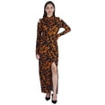 thumbnail image 1 of Moomaya Printed Womens Long High Neck Slit Dress Casual Cold Shoulder Gown, 1 of 7