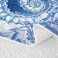 thumbnail image 5 of Erosebridal Ocean Seahorse Coral Bed Spread Queen, Sea Animal Queen Coverlet Set, Navy Reversible 3 Pieces, 1 Quilt and 2 Pillowcases, 5 of 7
