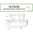 thumbnail image 2 of Paquete de 10 recipientes de vidrio para preparación de comidas con tapas, recipientes de vidrio para almacenamiento de alimentos con tapas de bloqueo a presión, recipientes herméticos para almuerzo, 2 of 4