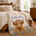 thumbnail image 6 of Wildflowers Highland Cow Floral Crown Whimsical Farm Art, Festive Holiday Scene, Warm Flannel Blanket for Ranch House and Living Room, Art Lovers Thanksgiving Gift, Festive Home Decor, 6 of 7