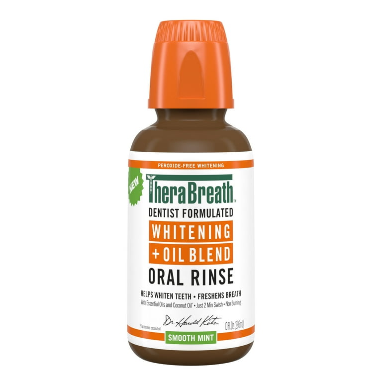 TheraBreath Whitening + Oil Blend Oral Rinse, Alcohol-Free