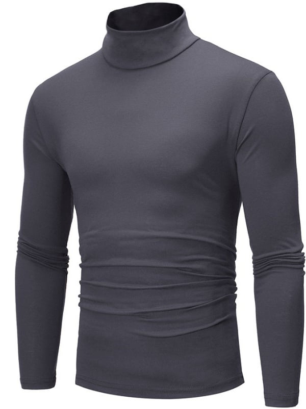 Mens Mock Turtleneck Stretch Long Sleeve Thermal Shirts for Men Retro Pattern Printed Pullover Winter Wild Sweatshirt 