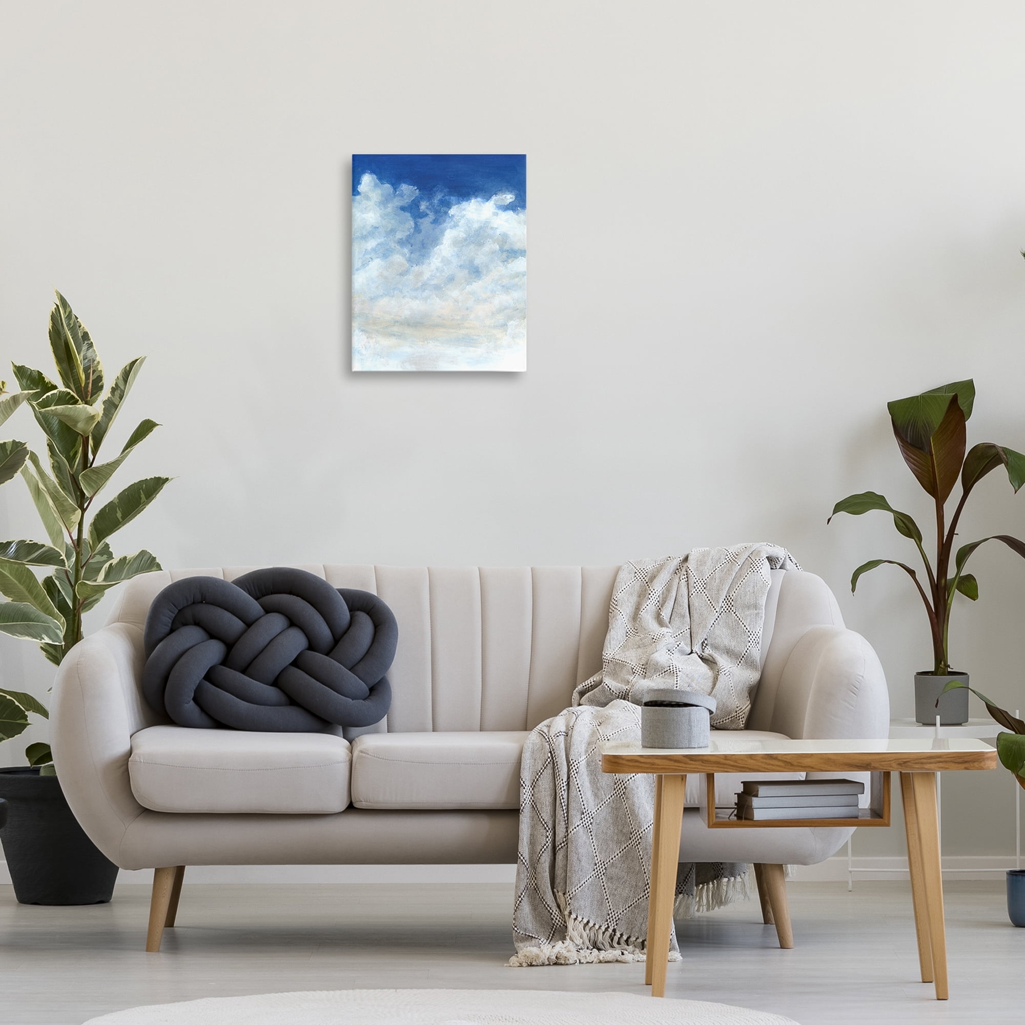 Stupell Industries Full Clouds in Blue Sky Landscape & Nature Painting Wrapped Canvas Art Print Wall Art, 16 x 20