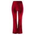 thumbnail image 4 of Arlun,Women's Oversized High Waisted Velvet Flared Pants Trendy Stretchy Solid Color Business Casual Trousers Ladies Elegant Elastic Waisted Baggy Lounge Joggers Red XL, 4 of 5
