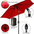 thumbnail image 4 of Blissun Parasol de Patio 7,5 Pi, Parasol de Cour avec Inclinaison à Bouton-Poussoir et Manivelle (Rouge), 4 of 10