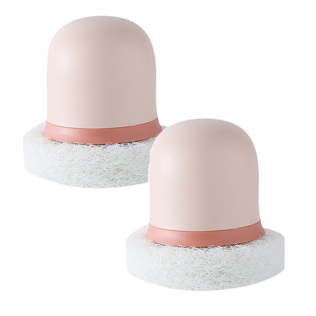 Oleegame 2PC Cleaning Brush Sponge Kitchen Pot Brush With Handle Reusable And Washable Eraser Cleaner Rust Removal Tool Sink Pot Dish Scrubber Bathroom Decontamination Cleaning Brush Pink