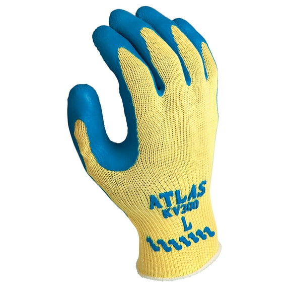 Showa Coated Gloves, Cut Level A3 ,Dipped ,Latex ,Smooth ,L 1 PR KV300L-09