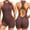 Coffee, variant on Women's Crisscross Backless Sports Romper Short Yoga Jumpsuit Activewear S-M