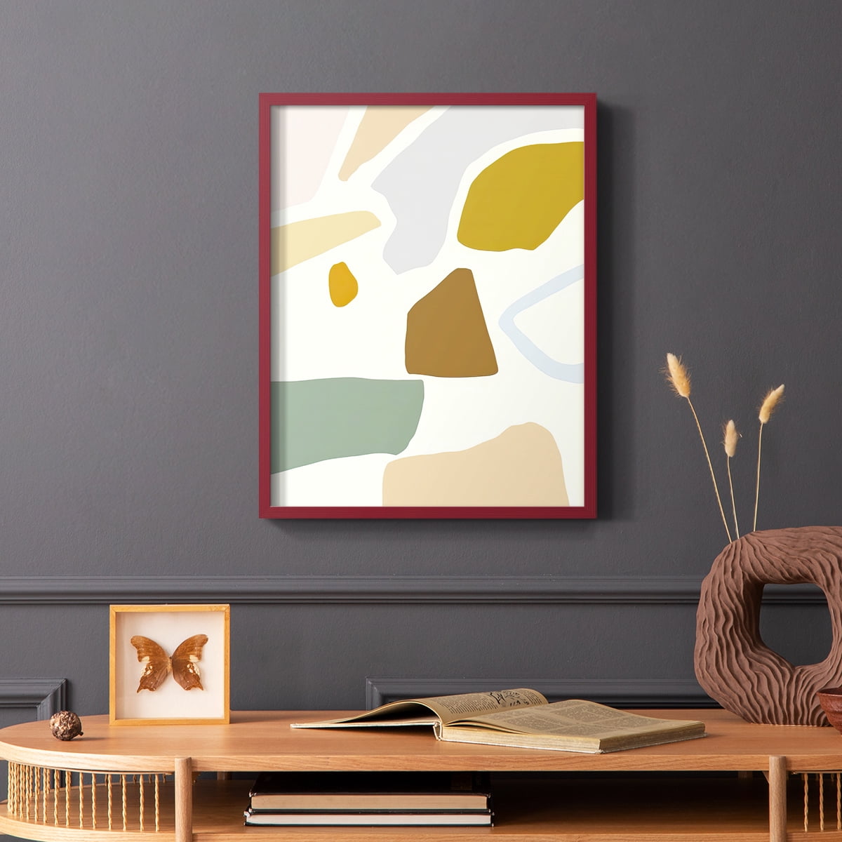 Pastel Splotches II Framed Print in Red Solid Wood Framed Print No Nail Hanging